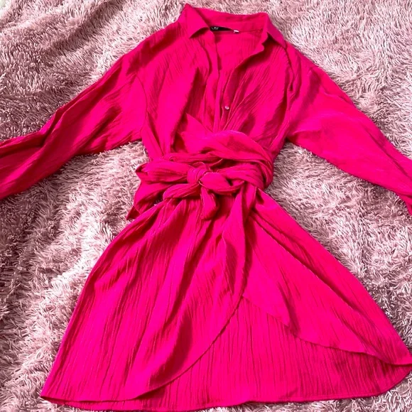 pink summer dress zara Zara mini dress Pink Sleeveless bow flowy